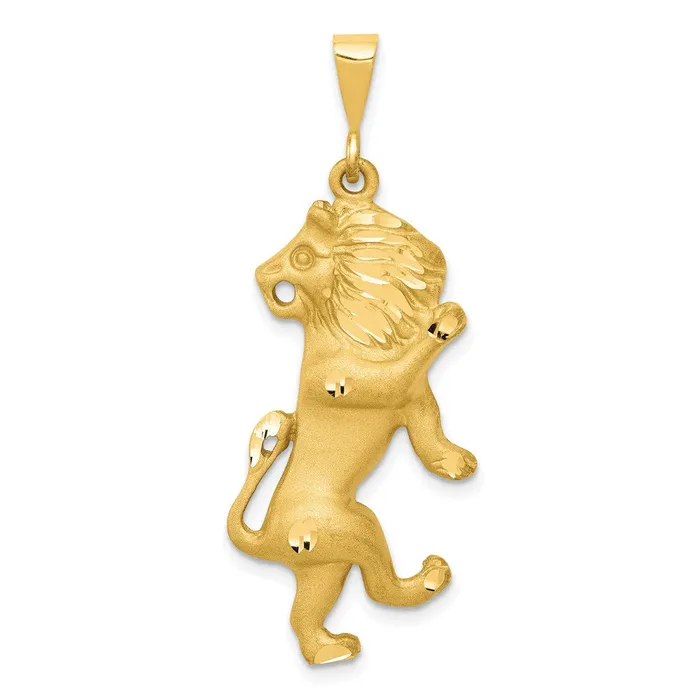 Goldia Charm Necklaces 14k Yellow Gold Satin Diamondcut Leo Zodiac Charm