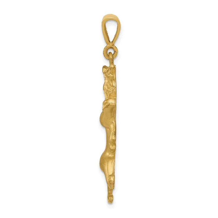Goldia Charm Necklaces 14k Yellow Gold Satin Diamondcut Leo Zodiac Charm