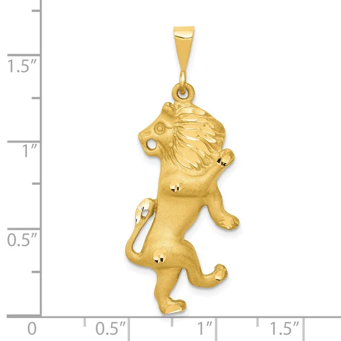 Goldia Charm Necklaces 14k Yellow Gold Satin Diamondcut Leo Zodiac Charm