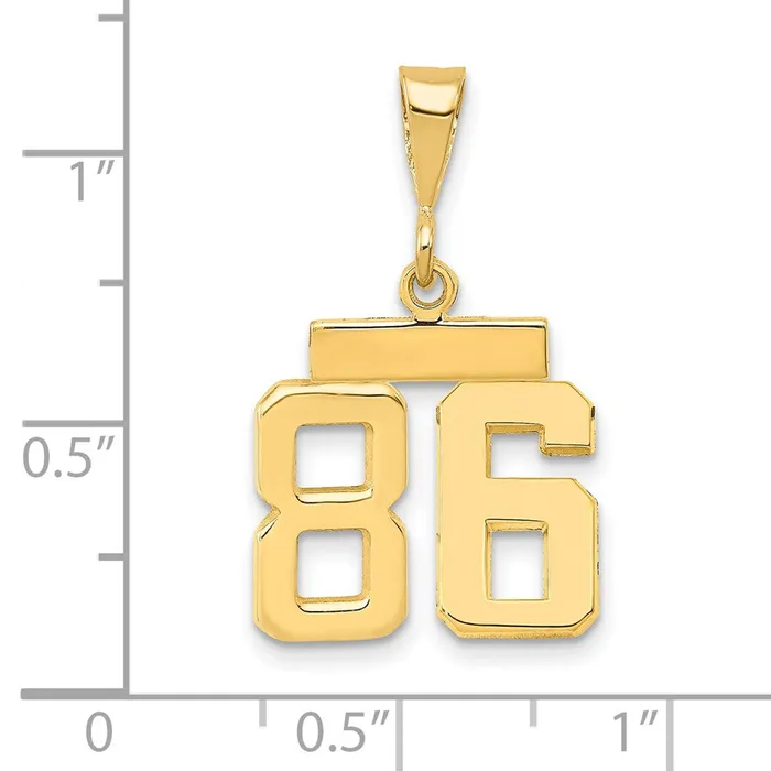 Goldia Charm Necklaces 14k Yellow Gold Small Polished Number 86 Charm