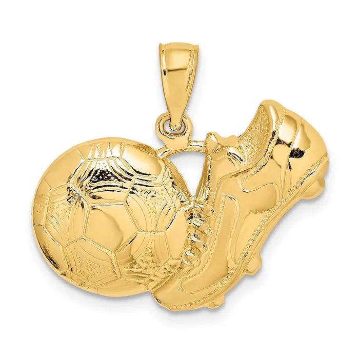 Goldia Charm Necklaces 14k Yellow Gold Soccer Shoe Kicking Ball Charm