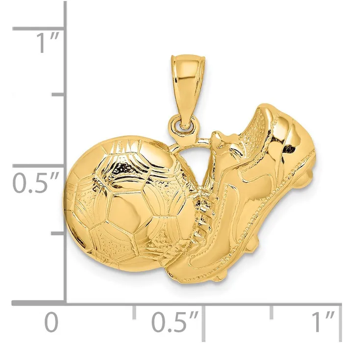 Goldia Charm Necklaces 14k Yellow Gold Soccer Shoe Kicking Ball Charm