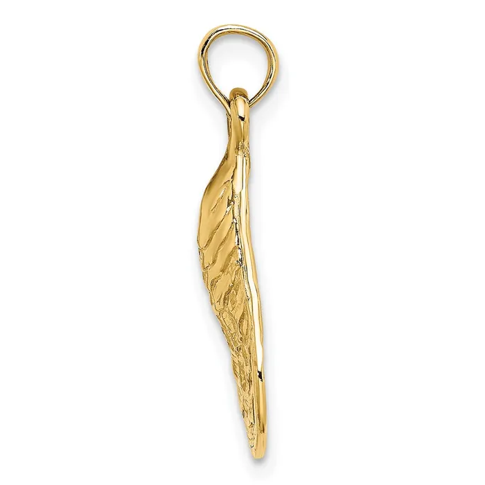 Goldia Charm Necklaces 14k Yellow Gold Textured and Polished Oyster Shell Charm