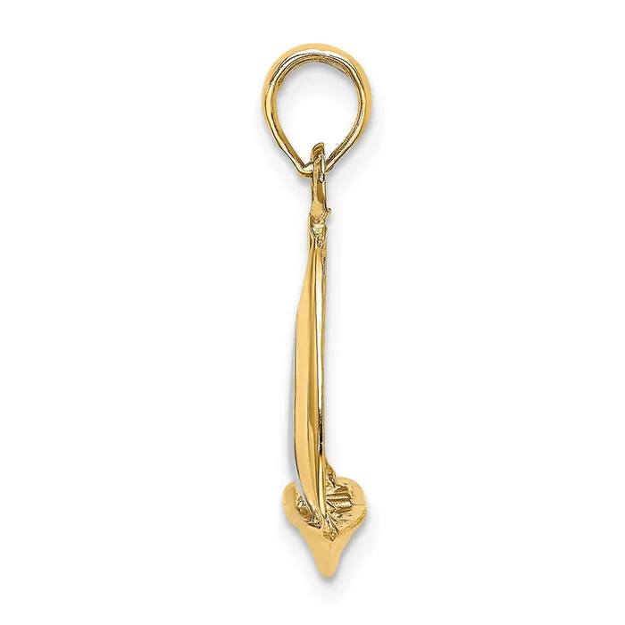 Goldia Charm Necklaces 14k Yellow u0026 Rhodium Gold w Rhodium 3D Polished Sailboat Charm