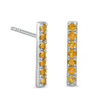 Goldia Citrine Bar Drop Earrings in Sterling Silver Earrings