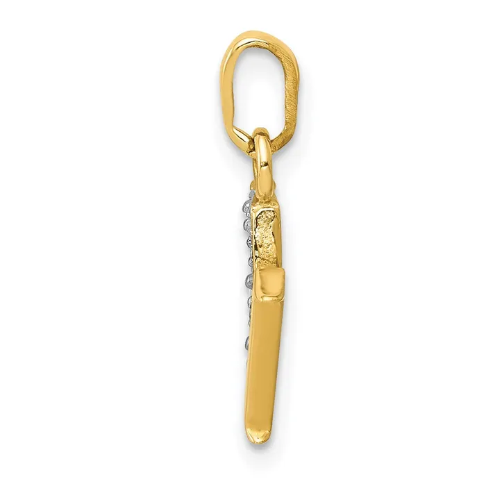 Goldiacom 14k and Rhodium Polished 01ct Diamond Initial M Charm Charm Necklaces
