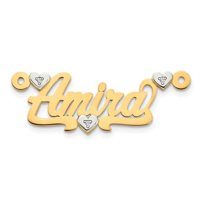 Goldiacom 14k Two tone 02ct Diamond Name Plate Rings