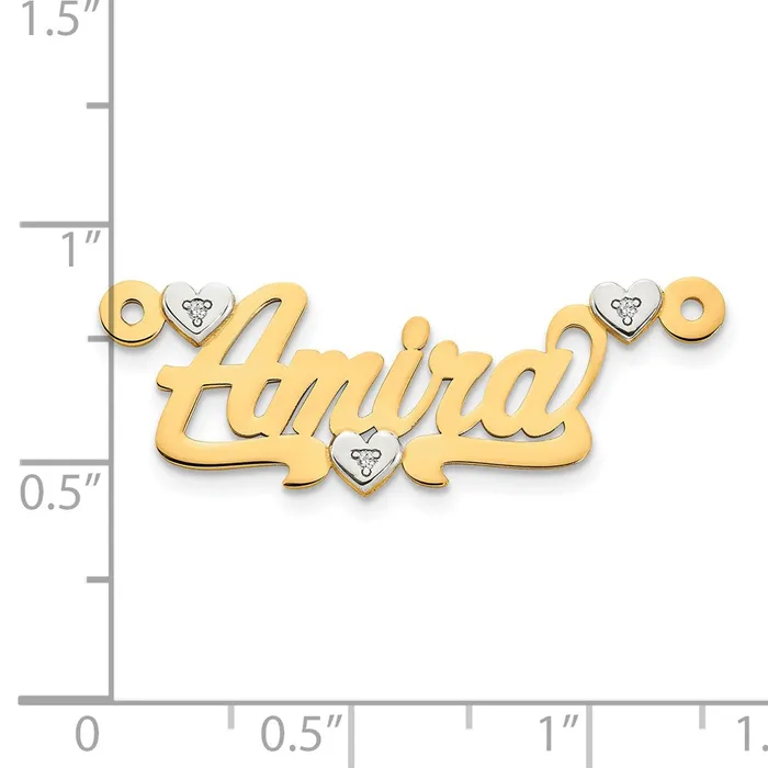 Goldiacom 14k Two tone 02ct Diamond Name Plate Rings
