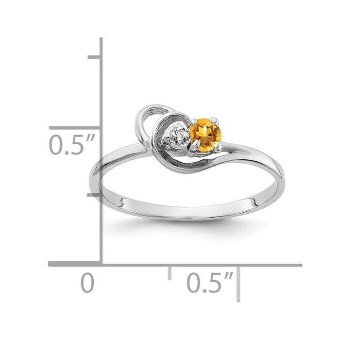 Goldiacom 14k White Gold 3mm Citrine A Real Diamond ring Rings