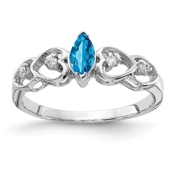 Goldiacom 14k White Gold 6x3mm Marquise Blue Topaz A Real Diamond ring Rings Goldiacom 14k White Gold 6x3mm Marquise Blue Topaz A Real Diamond ring Rings
