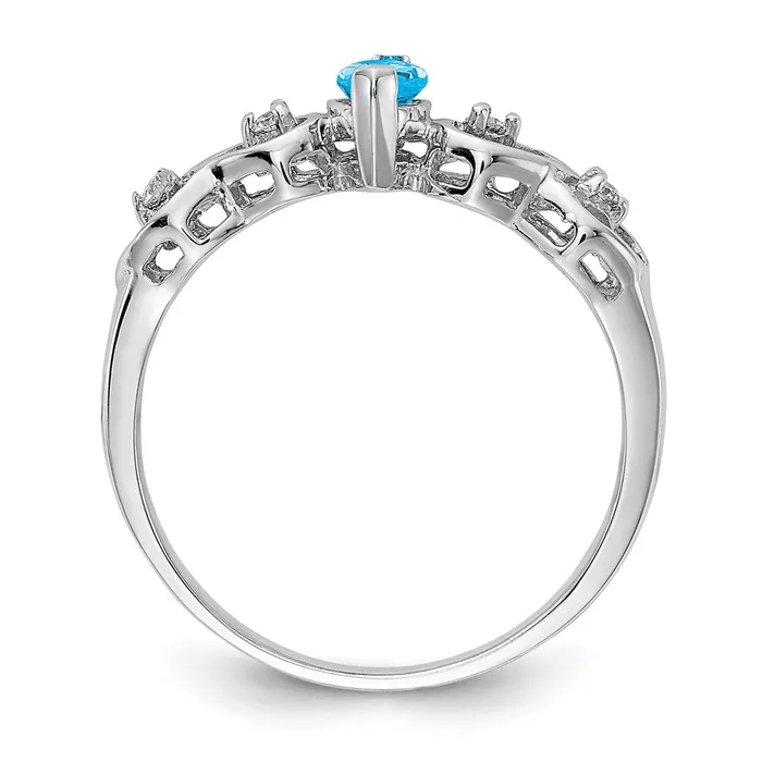 Goldiacom 14k White Gold 6x3mm Marquise Blue Topaz A Real Diamond ring Rings