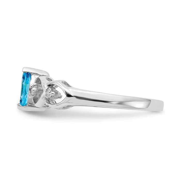 Goldiacom 14k White Gold 6x3mm Marquise Blue Topaz A Real Diamond ring Rings
