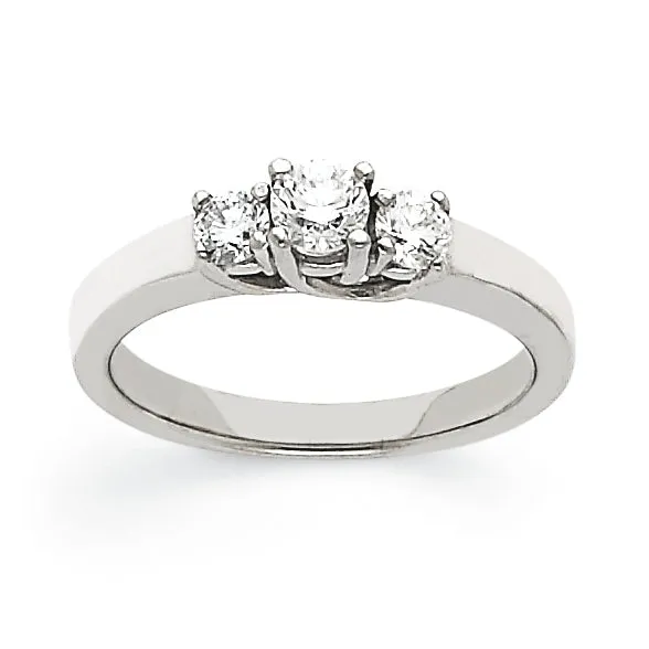Goldiacom 14k White Gold AA Diamond Three Stone Ring Rings