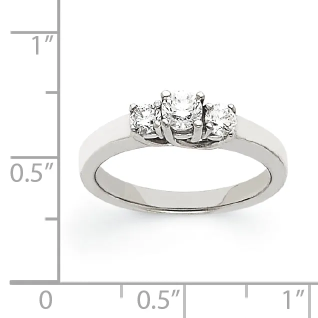 Goldiacom 14k White Gold AA Diamond Three Stone Ring Rings