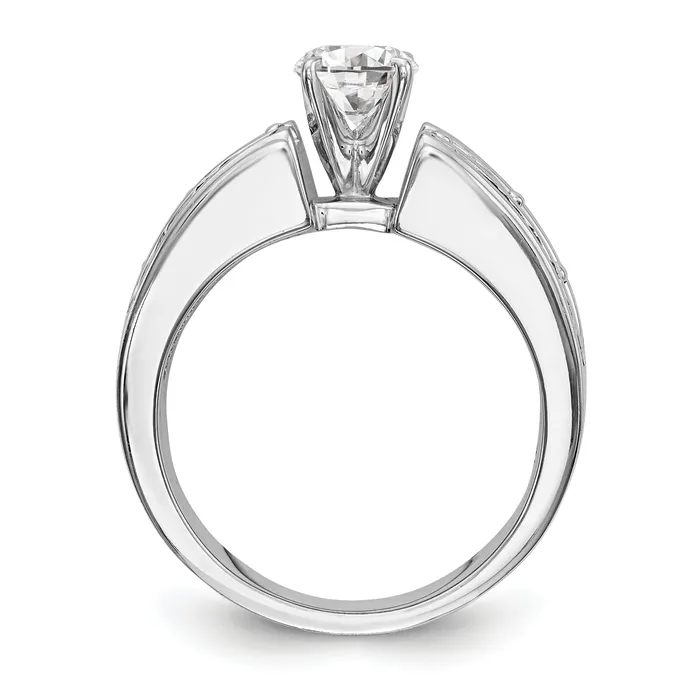 Goldiacom 14K White Gold Diamond Peg Set CZ Engagement Ring Rings