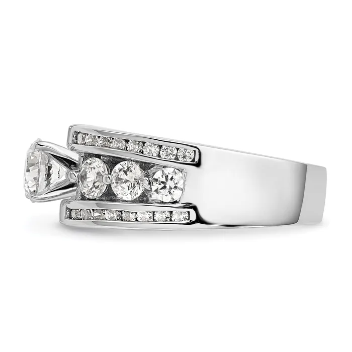 Goldiacom 14K White Gold Diamond Peg Set CZ Engagement Ring Rings