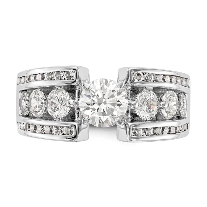 Goldiacom 14K White Gold Diamond Peg Set CZ Engagement Ring Rings