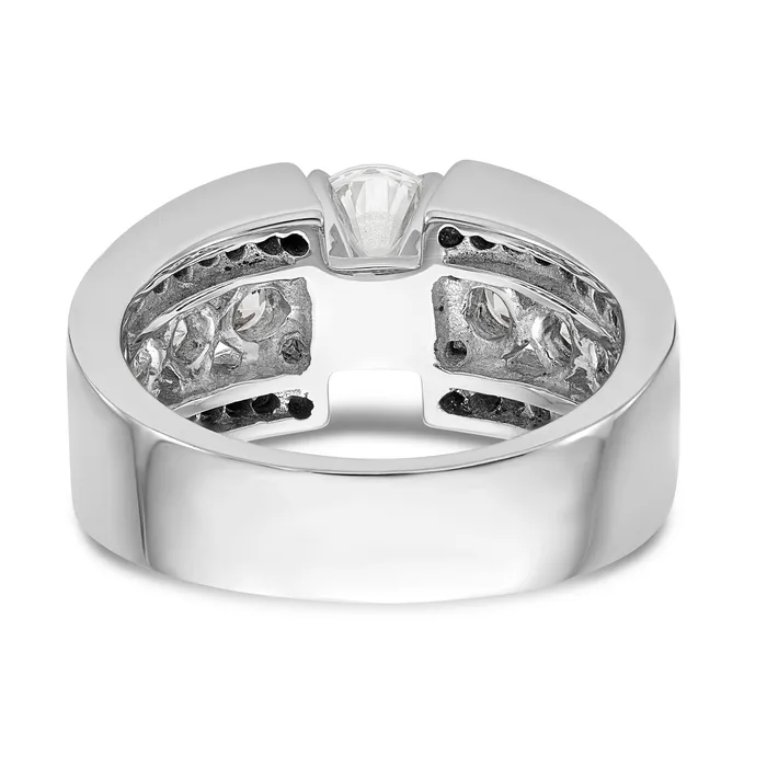 Goldiacom 14K White Gold Diamond Peg Set CZ Engagement Ring Rings