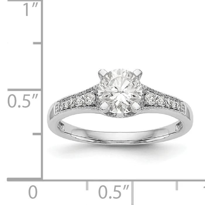 Goldiacom 14K White Gold Diamond Peg Set CZ Engagement Ring Rings