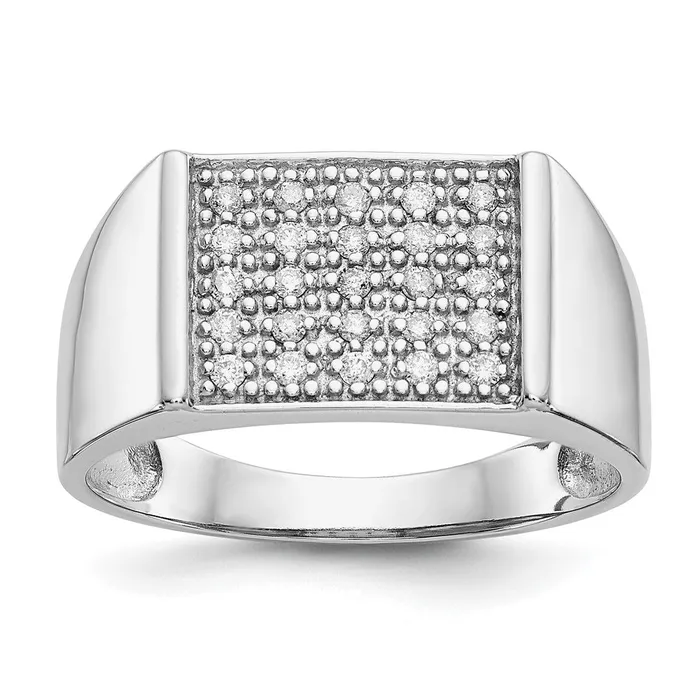 Goldiacom 14k White Gold Real Diamond Mens Ring Rings