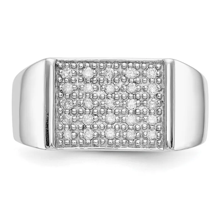 Goldiacom 14k White Gold Real Diamond Mens Ring Rings