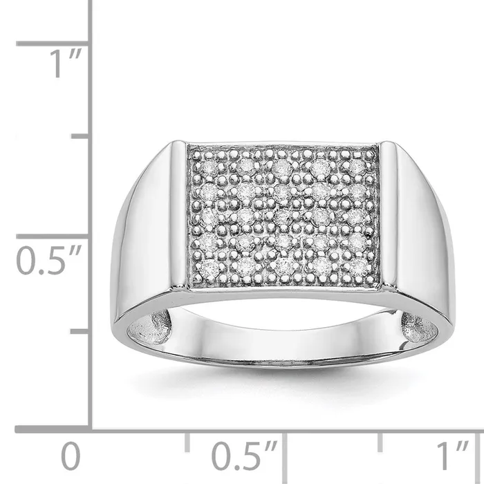 Goldiacom 14k White Gold Real Diamond Mens Ring Rings