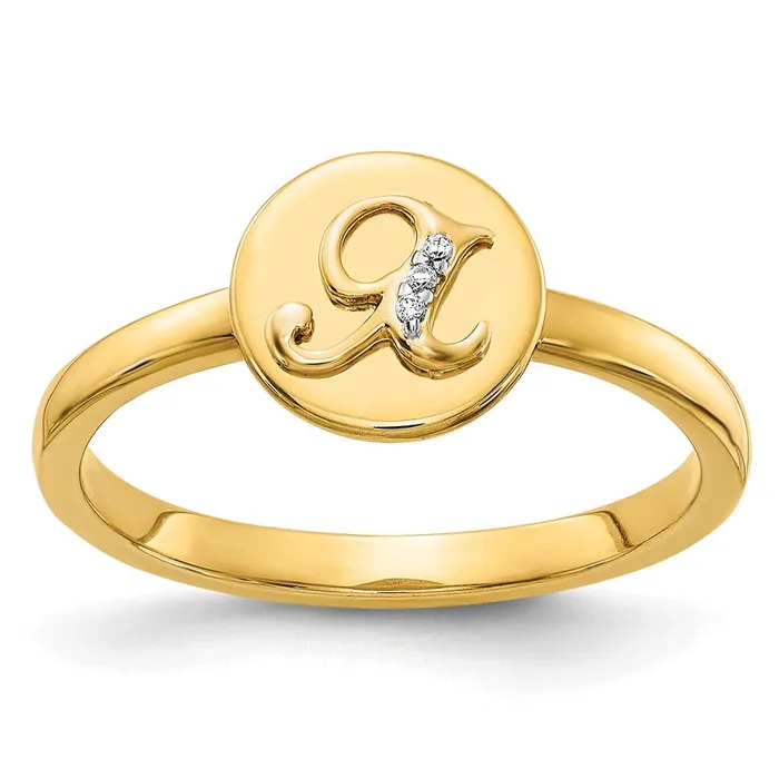 Goldiacom 14k Yellow Gold Real Diamond Initial X Ring Rings
