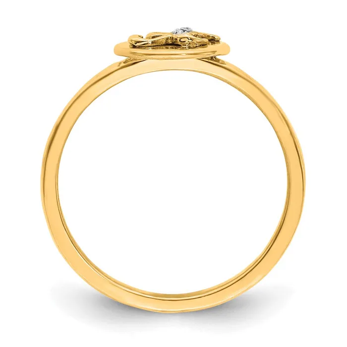 Goldiacom 14k Yellow Gold Real Diamond Initial X Ring Rings