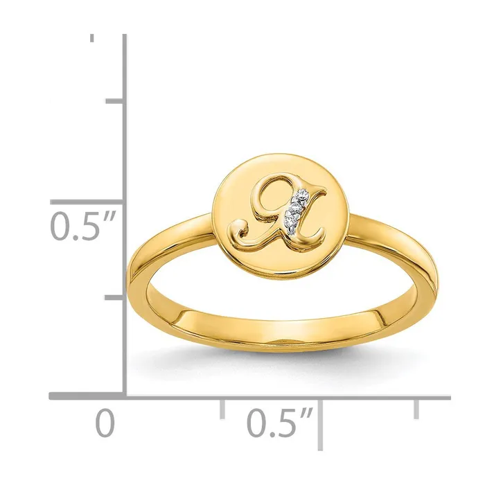 Goldiacom 14k Yellow Gold Real Diamond Initial X Ring Rings