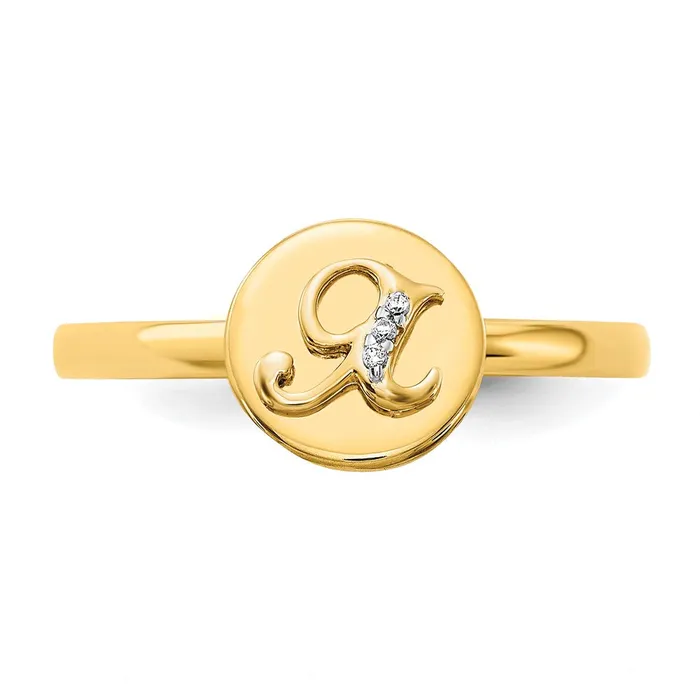 Goldiacom 14k Yellow Gold Real Diamond Initial X Ring Rings