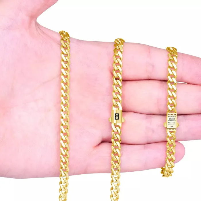 Goldiacom 14k Yellow Gold Royal Monaco Miami Cuban Link 6mm Chain Pendant Necklace 20 Necklaces