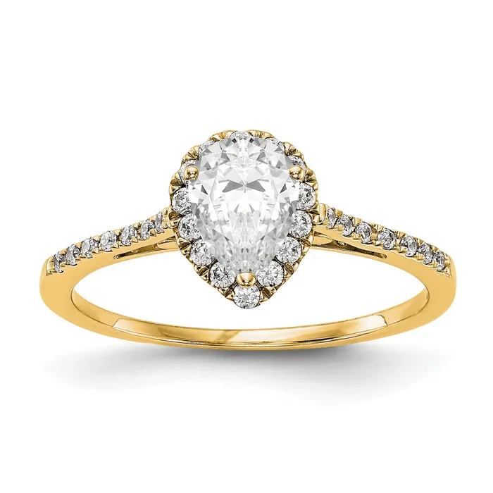 Goldiacom 8x5mm Marquise Cut CZ Halo Style Engagement Ring in 14K Yellow Gold Rings Goldiacom 8x5mm Marquise Cut CZ Halo Style Engagement Ring in 14K Yellow Gold Rings