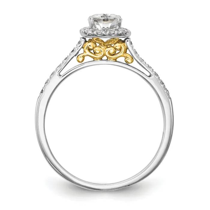 Goldiacom Rings 14k Twotone Cushion Halo Simulated Diamond Engagement Ring Goldiacom Rings 14k Twotone Cushion Halo Simulated Diamond Engagement Ring
