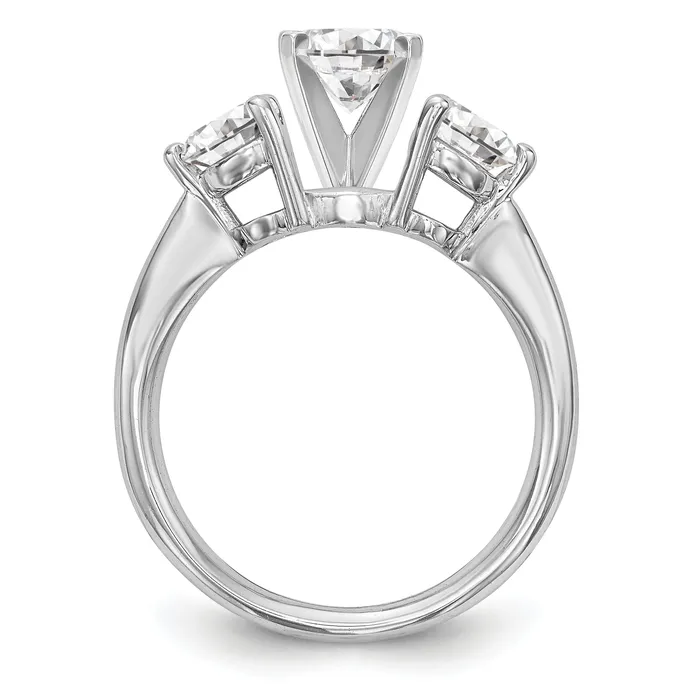 Goldiacom Rings 14K White Gold 3 Stone Diamond Peg Set Engagement Ring