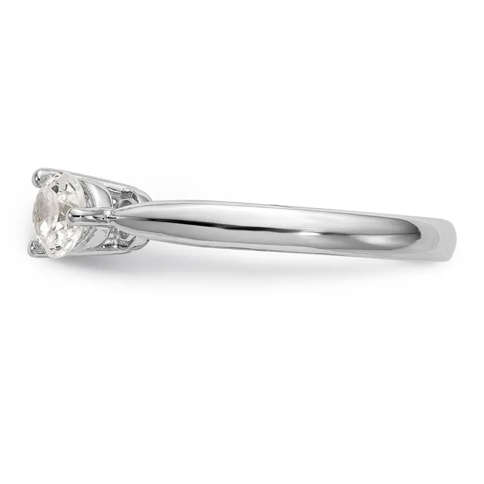 Goldiacom Rings 14K White Gold 3 Stone Diamond Peg Set Engagement Ring