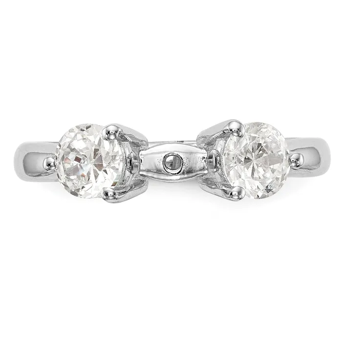 Goldiacom Rings 14K White Gold 3 Stone Diamond Peg Set Engagement Ring