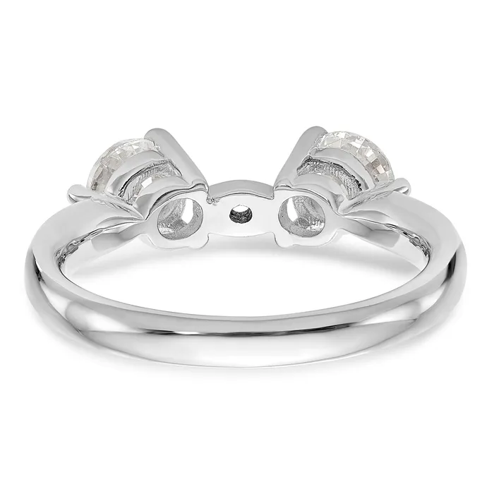 Goldiacom Rings 14K White Gold 3 Stone Diamond Peg Set Engagement Ring