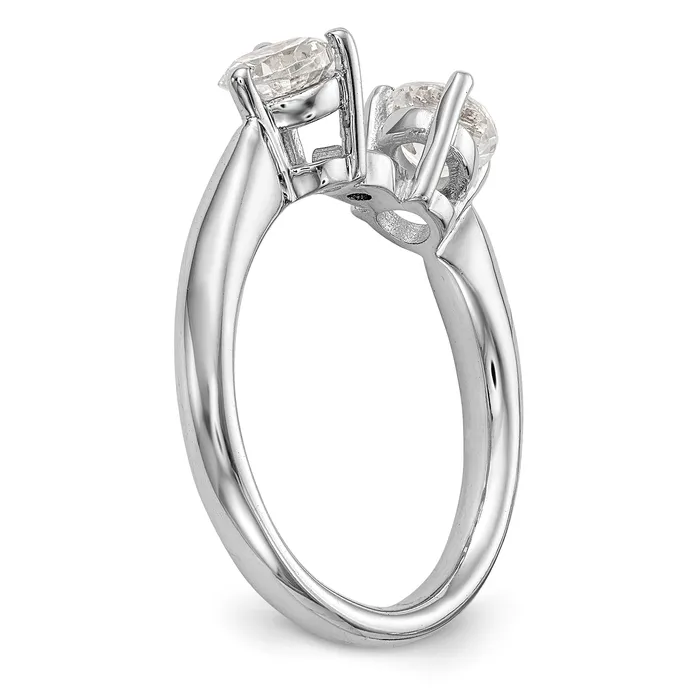 Goldiacom Rings 14K White Gold 3 Stone Diamond Peg Set Engagement Ring