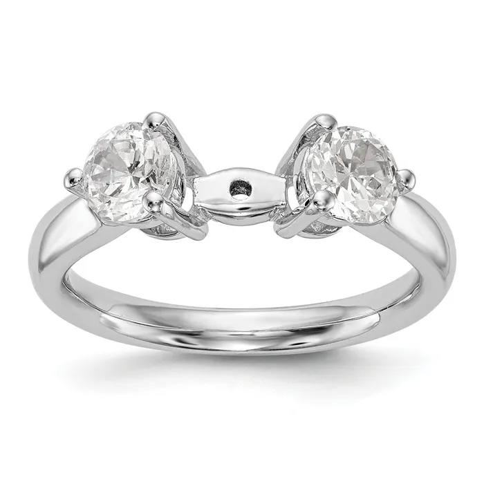 Goldiacom Rings 14K White Gold 3 Stone Diamond Peg Set Engagement Ring