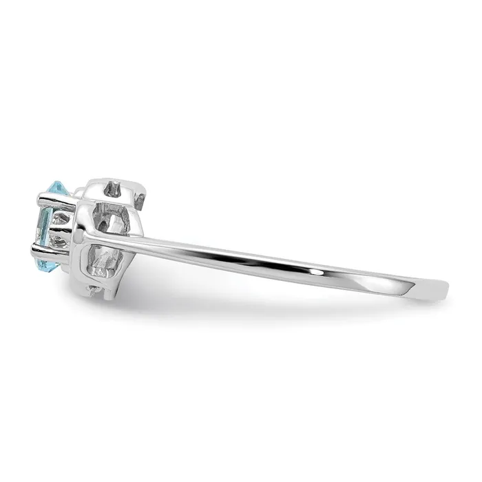 Goldiacom Rings 14k White Gold 5x3mm Oval Blue Topaz AAA Real Diamond ring