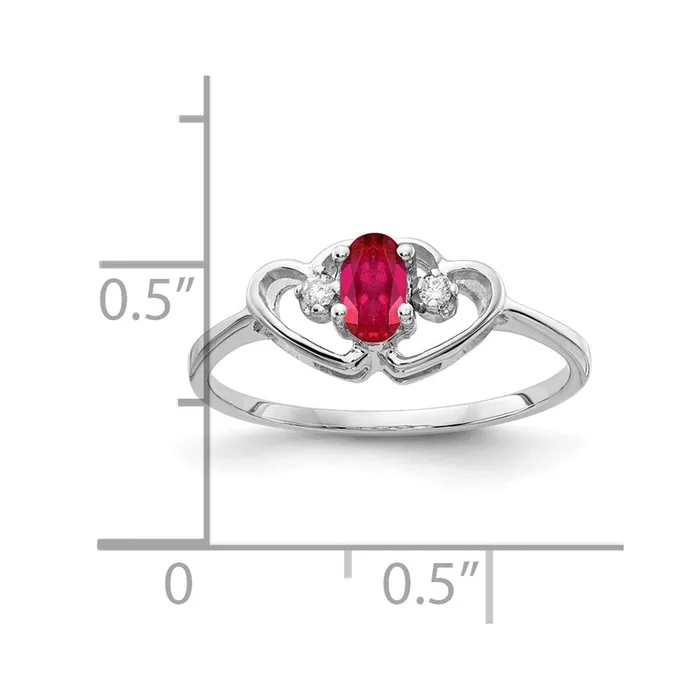 Goldiacom Rings 14k White Gold 5x3mm Oval Ruby VS Real Diamond ring