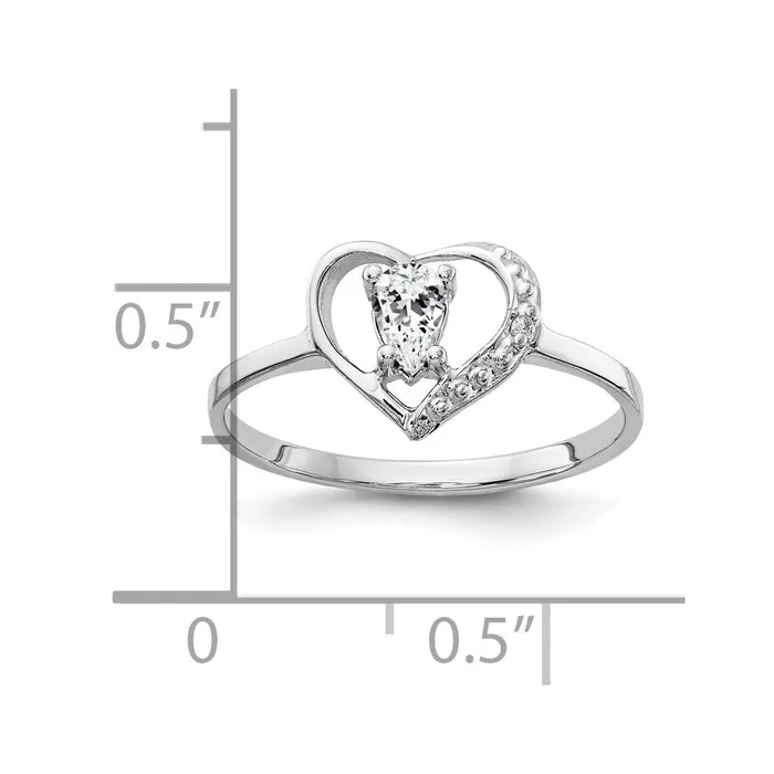 Goldiacom Rings 14k White Gold 5x3mm Pear Cubic Zirconia AAA Real Diamond ring