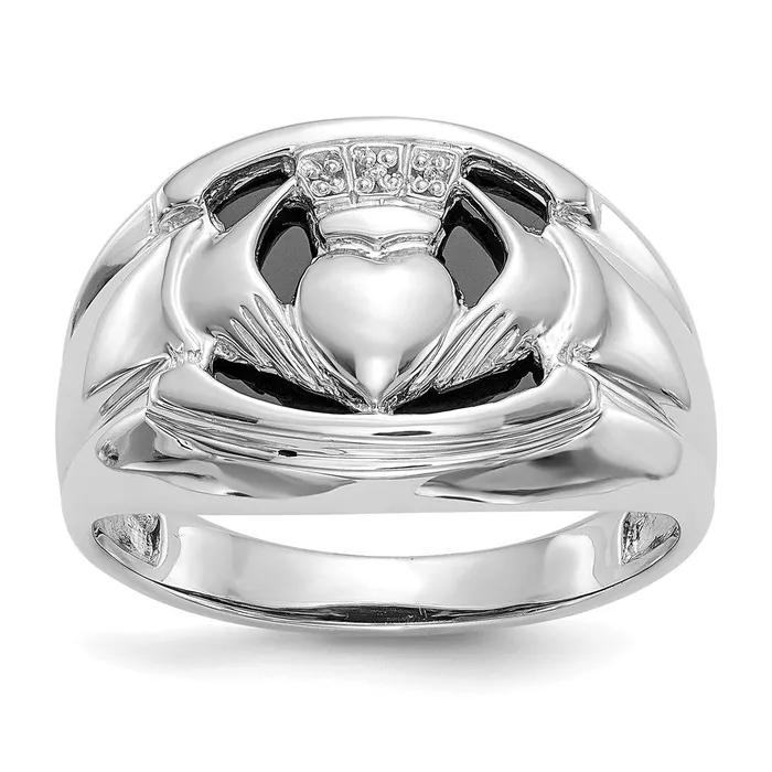 Goldiacom Rings 14k White Gold AAA Real Diamond mens ring
