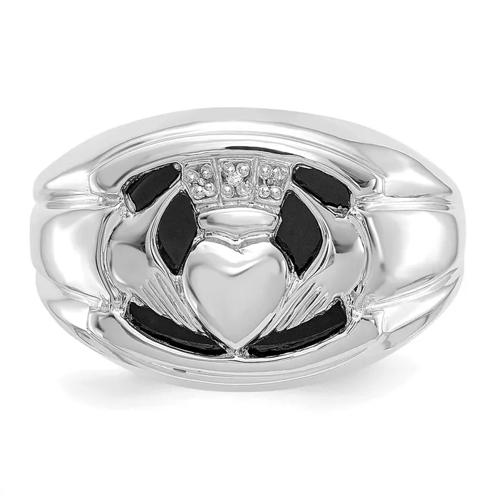 Goldiacom Rings 14k White Gold AAA Real Diamond mens ring