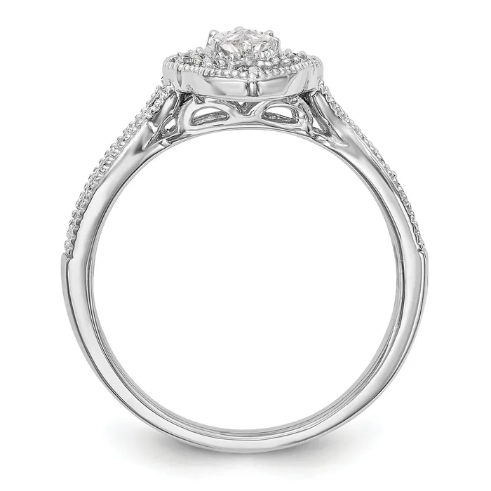 Goldiacom Rings 14K White Gold Diamond Marquise CZ Halo Engagement Ring