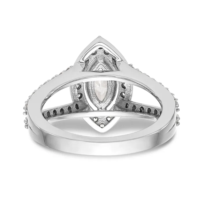 Goldiacom Rings 14K White Gold Diamond Marquise CZ Halo Engagement Ring