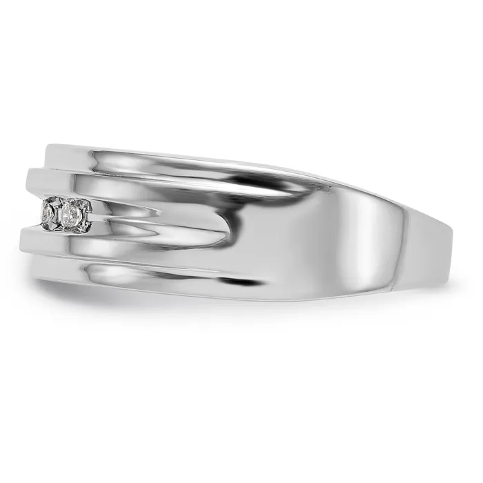 Goldiacom Rings 14K White Gold Diamond Mens Band