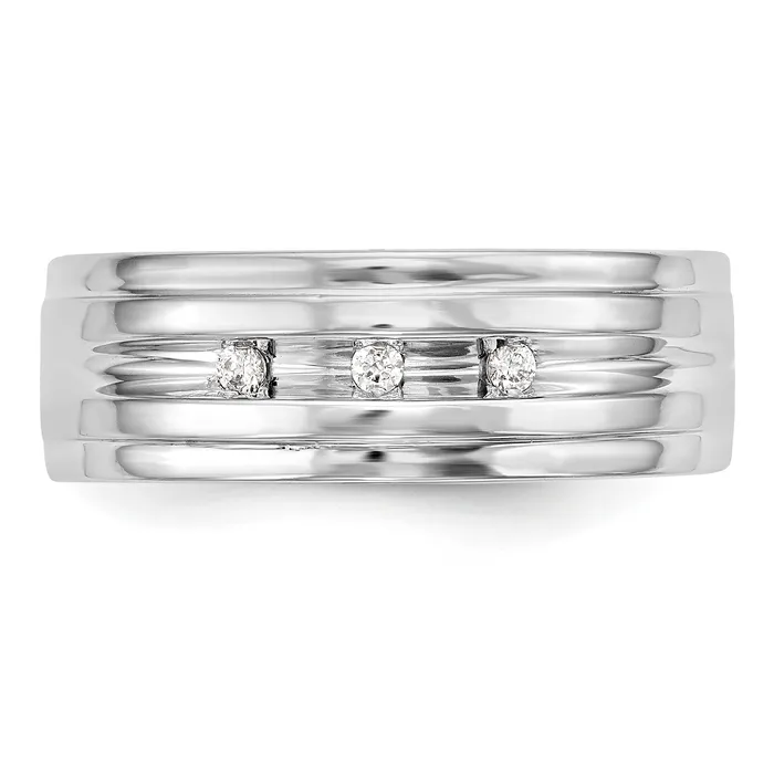 Goldiacom Rings 14K White Gold Diamond Mens Band