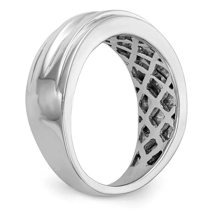 Goldiacom Rings 14K White Gold Diamond Mens Band