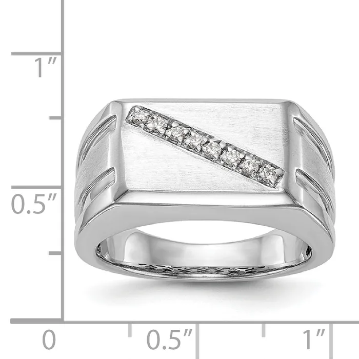 Goldiacom Rings 14K White Gold Diamond Mens Band
